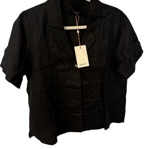 Quince Elegant Black Linen Blouse